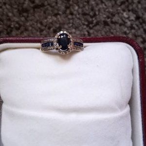 WOMANS DARK BLUE BLACK SAPPHIRE RING SIZE 7 FROM  KAY JEWELERS